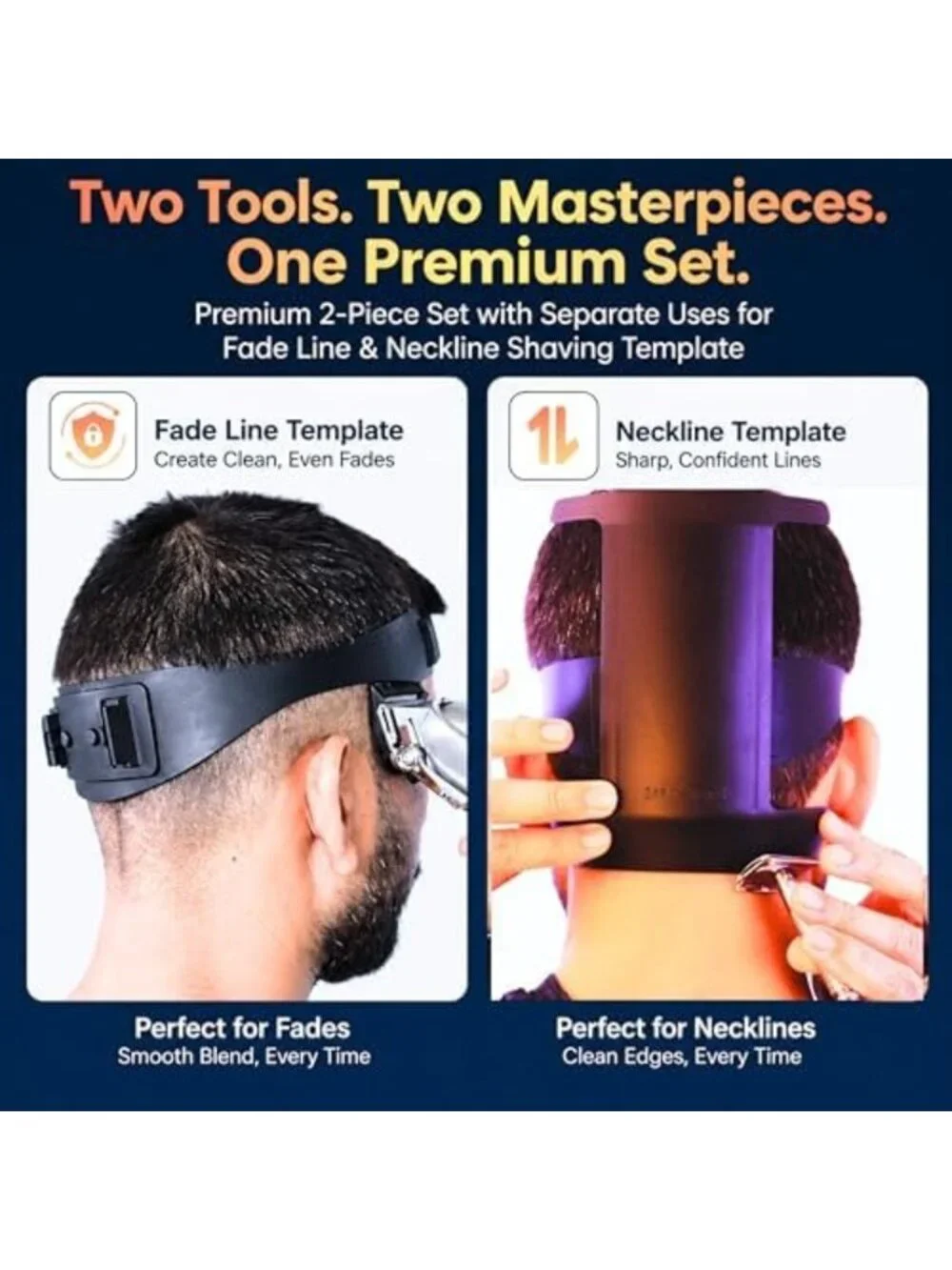 Self Haircut Kit for Men - Neckline & Fade Guide, 2-Piece Grooming Set